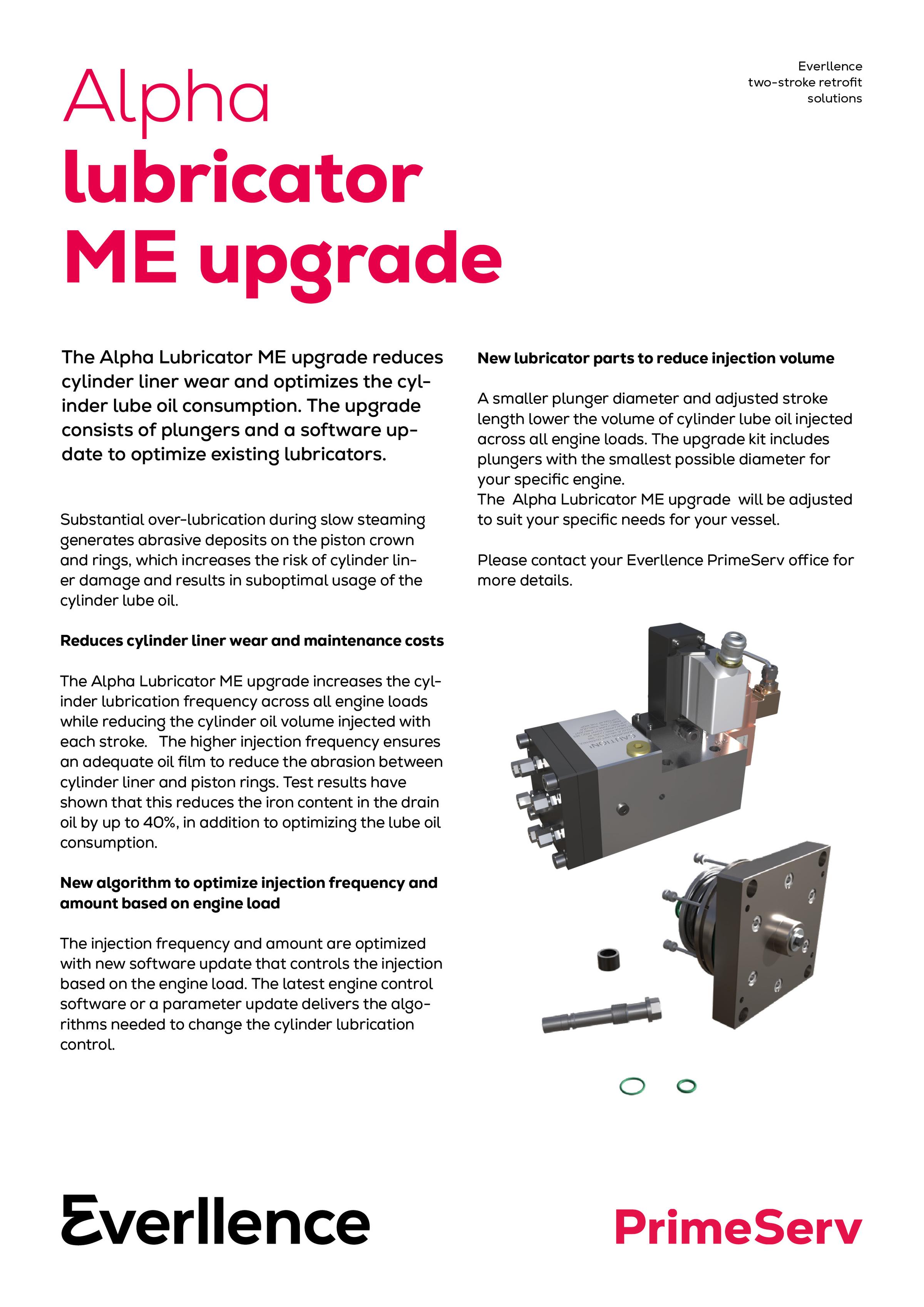 Alpha lubricator ME upgrade